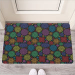 Seven Chakras Flowers Pattern Print Rubber Doormat