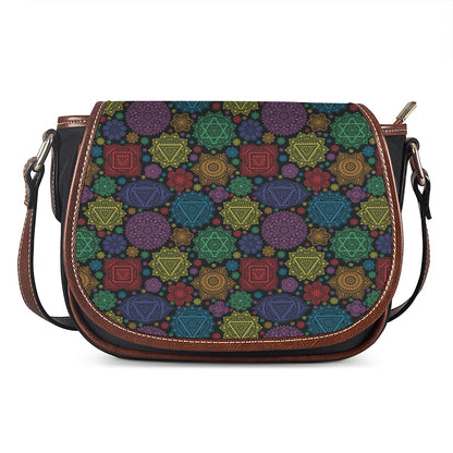 Seven Chakras Flowers Pattern Print Saddle Bag