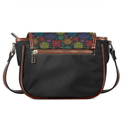 Seven Chakras Flowers Pattern Print Saddle Bag