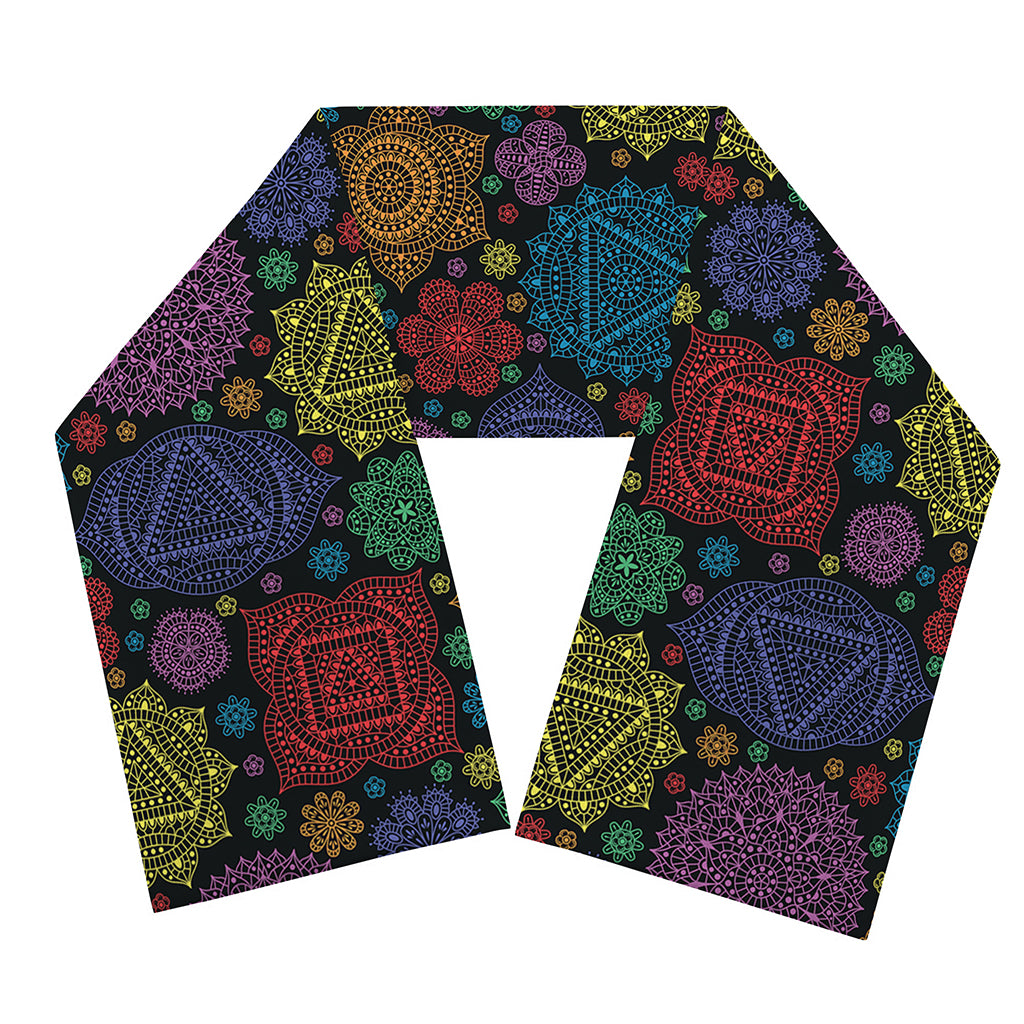 Seven Chakras Flowers Pattern Print Scarf