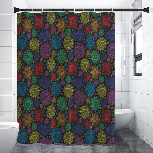 Seven Chakras Flowers Pattern Print Shower Curtain