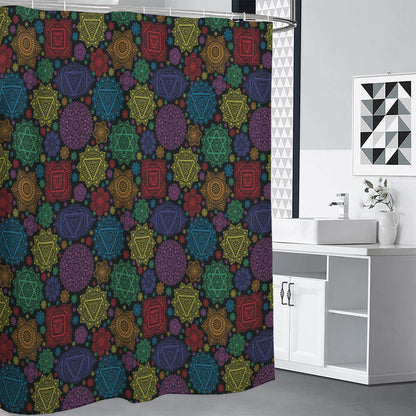 Seven Chakras Flowers Pattern Print Shower Curtain
