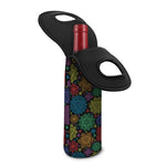 Seven Chakras Flowers Pattern Print Single Neoprene Wine Tote