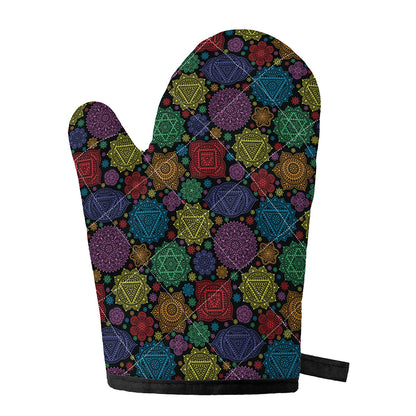 Seven Chakras Flowers Pattern Print Single Oven Mitt