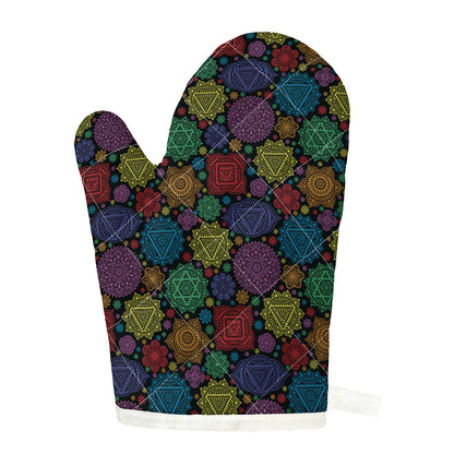 Seven Chakras Flowers Pattern Print Single Oven Mitt
