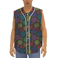Seven Chakras Flowers Pattern Print Sleeveless Baseball Jersey