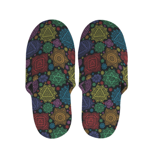 Seven Chakras Flowers Pattern Print Slippers