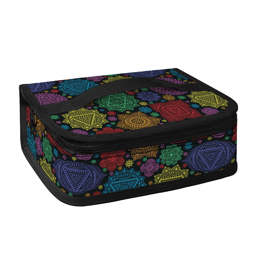 Seven Chakras Flowers Pattern Print Small Lunch Bag