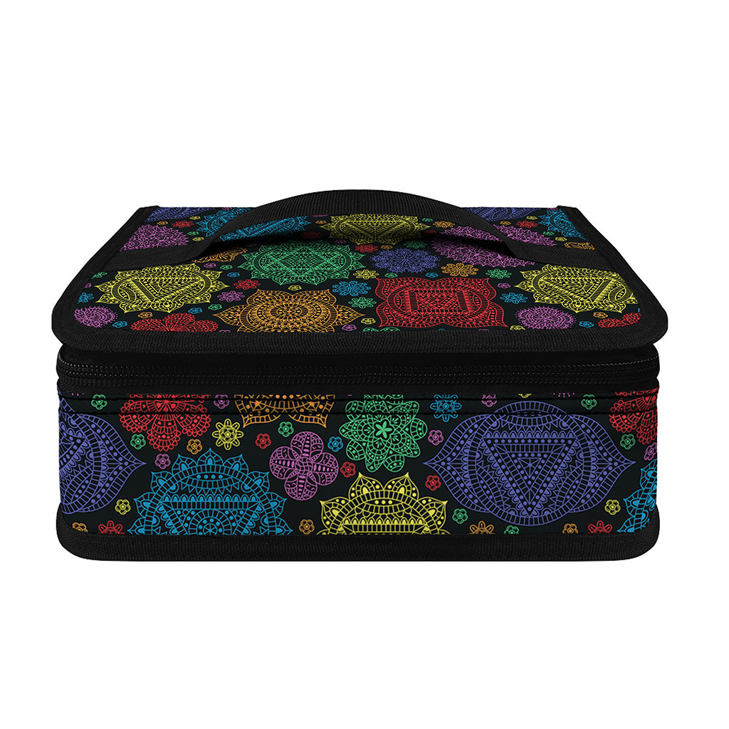 Seven Chakras Flowers Pattern Print Small Lunch Bag