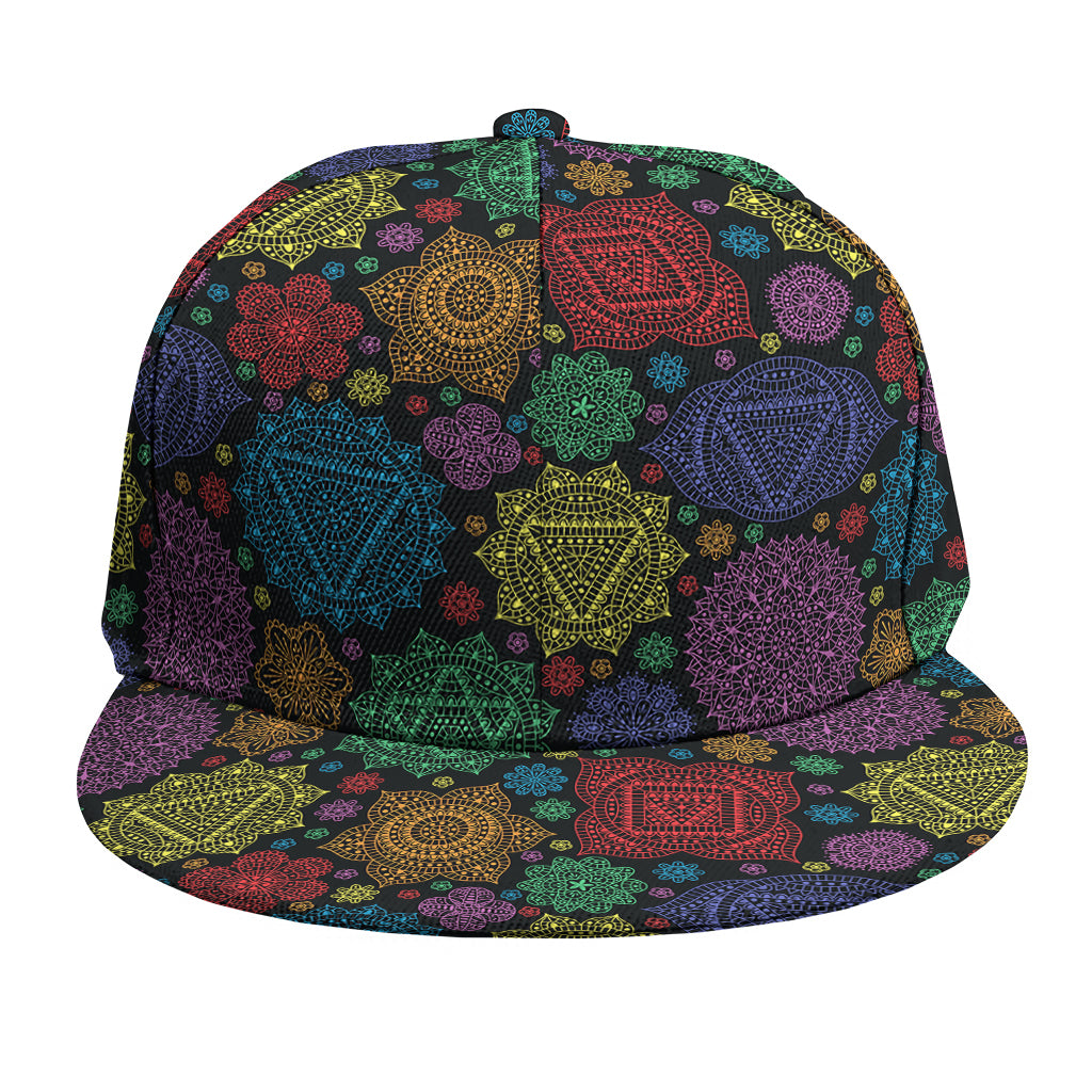 Seven Chakras Flowers Pattern Print Snapback Cap