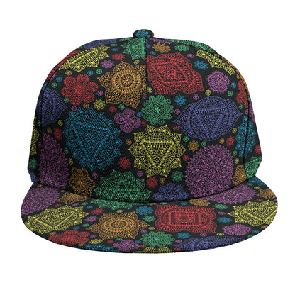 Seven Chakras Flowers Pattern Print Snapback Cap