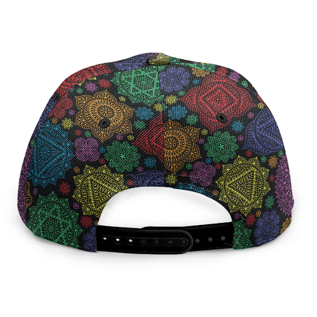 Seven Chakras Flowers Pattern Print Snapback Cap