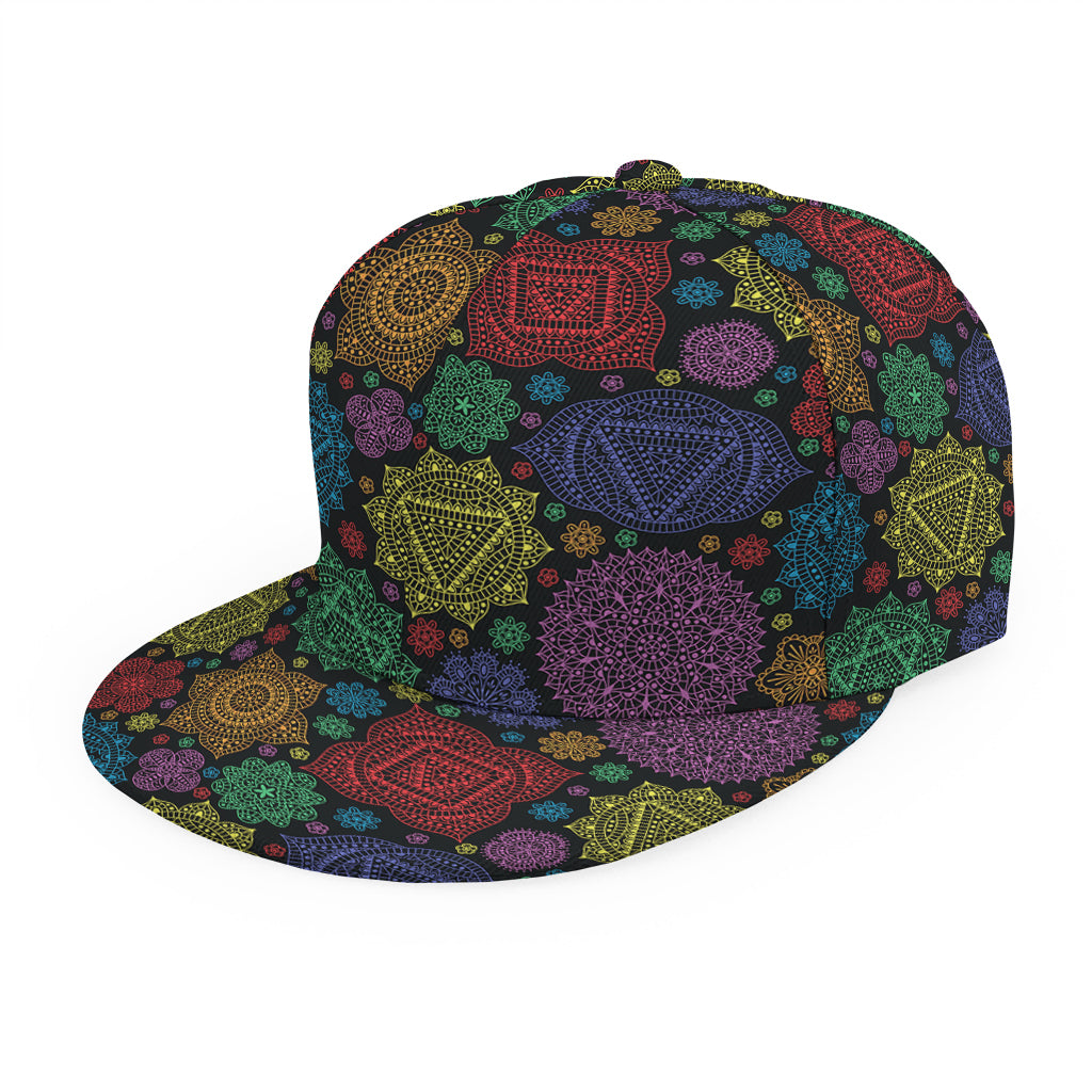 Seven Chakras Flowers Pattern Print Snapback Cap