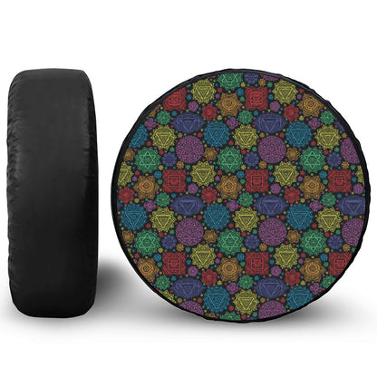 Seven Chakras Flowers Pattern Print Tire Cover