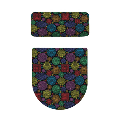 Seven Chakras Flowers Pattern Print Toilet Lid And Tank Cover Set