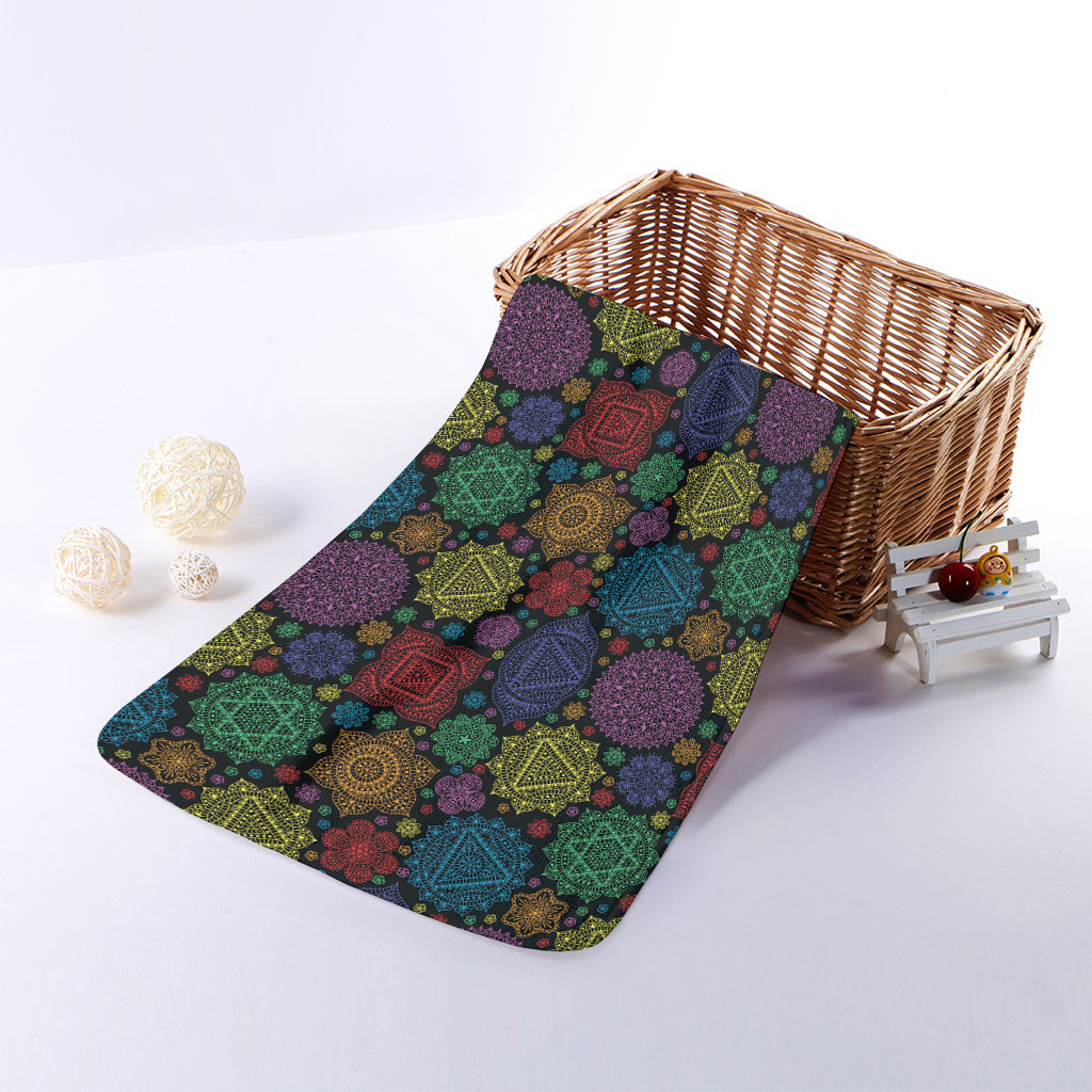 Seven Chakras Flowers Pattern Print Towel