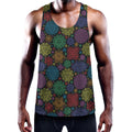 Seven Chakras Flowers Pattern Print Men's Workout Tank Top