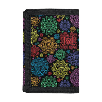 Seven Chakras Flowers Pattern Print Trifold Wallet