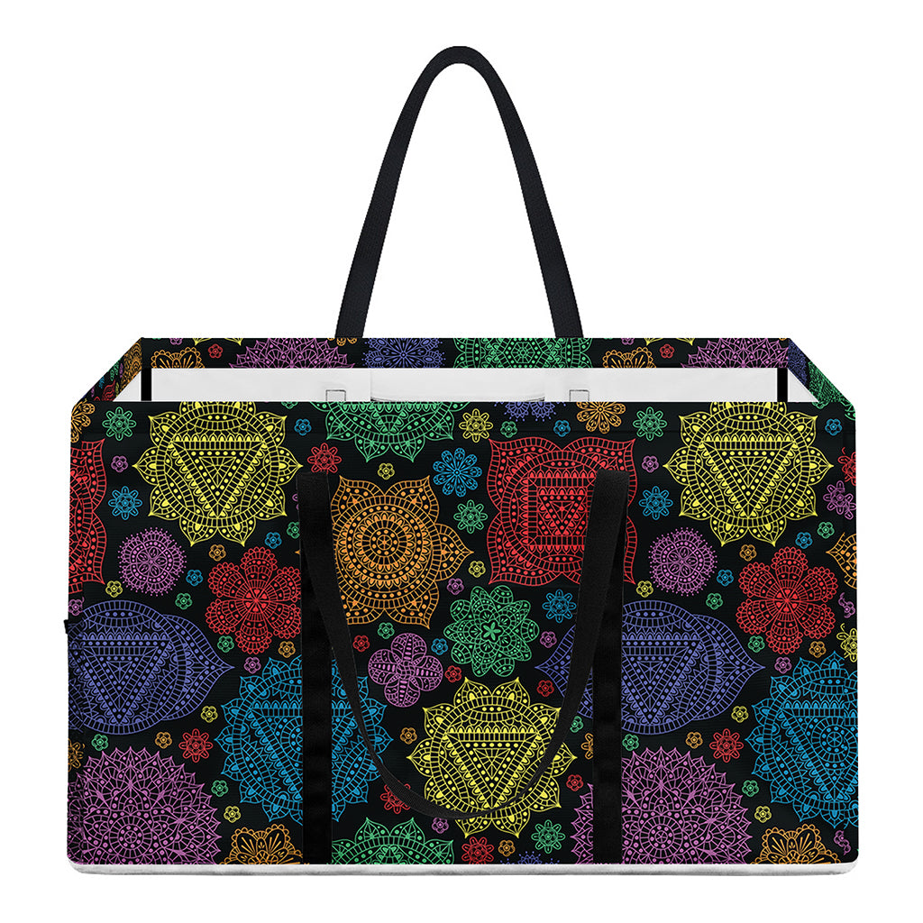 Seven Chakras Flowers Pattern Print Utility Tote Bag