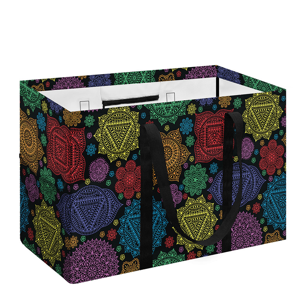 Seven Chakras Flowers Pattern Print Utility Tote Bag