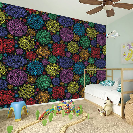 Seven Chakras Flowers Pattern Print Wall Sticker