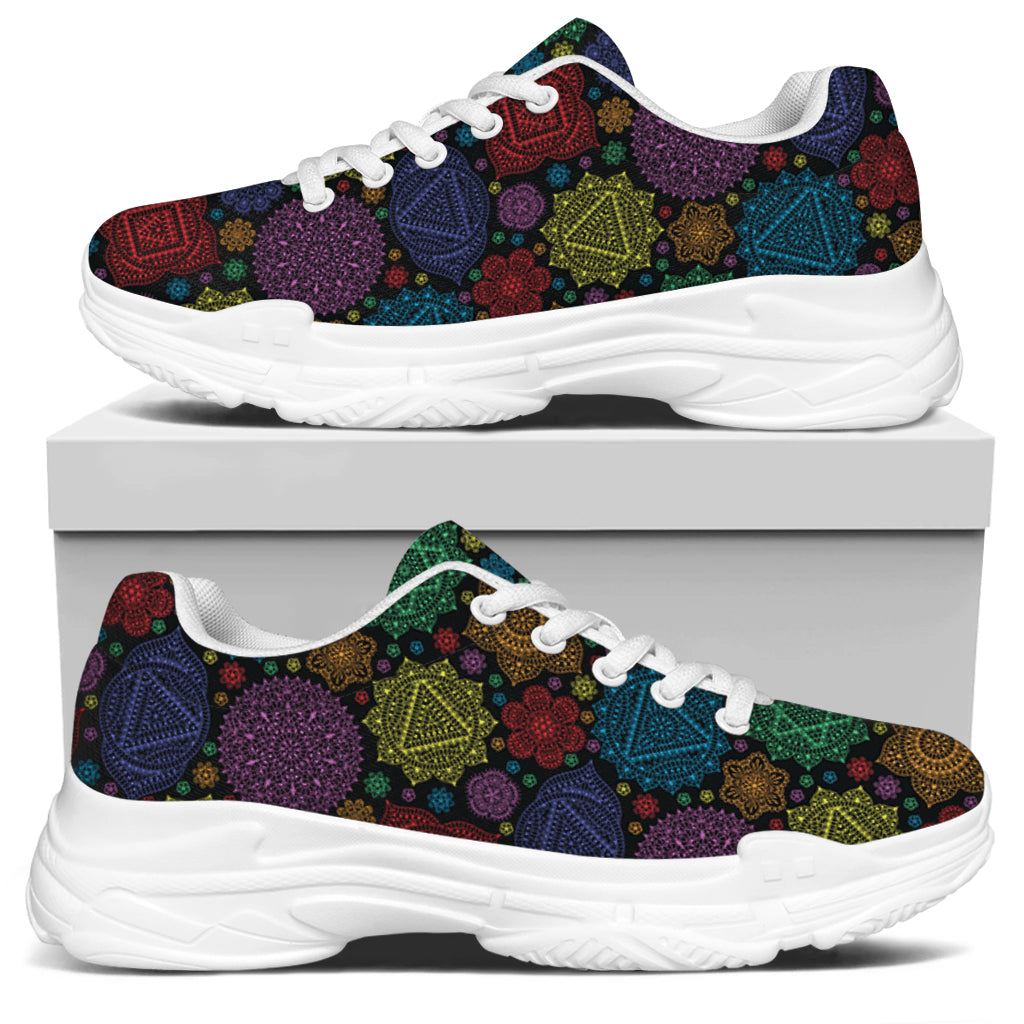 Seven Chakras Flowers Pattern Print White Chunky Shoes