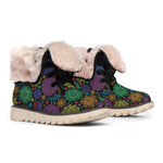 Seven Chakras Flowers Pattern Print Winter Boots