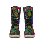 Seven Chakras Flowers Pattern Print Winter Boots