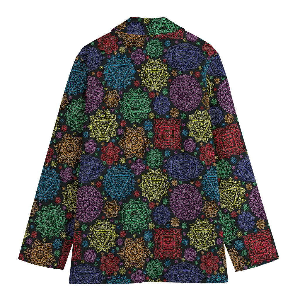Seven Chakras Flowers Pattern Print Women's Blazer