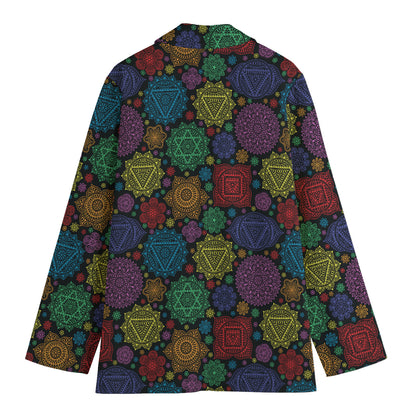 Seven Chakras Flowers Pattern Print Women's Blazer