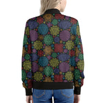 Seven Chakras Flowers Pattern Print Women's Bomber Jacket