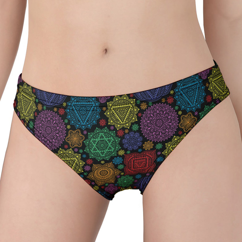 Seven Chakras Flowers Pattern Print Women's Panties