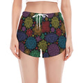 Seven Chakras Flowers Pattern Print Women's Split Running Shorts