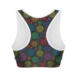 Seven Chakras Flowers Pattern Print Women's Sports Bra
