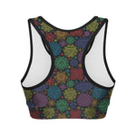 Seven Chakras Flowers Pattern Print Women's Sports Bra