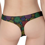 Seven Chakras Flowers Pattern Print Women's Thong