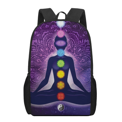 Seven Chakras Mandala Print 17 Inch Backpack