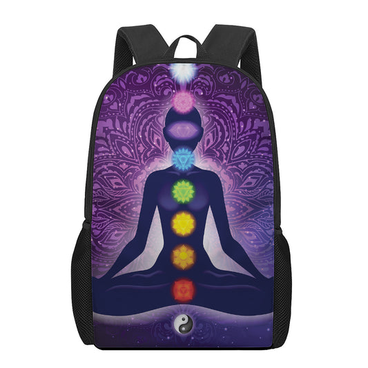 Seven Chakras Mandala Print 17 Inch Backpack