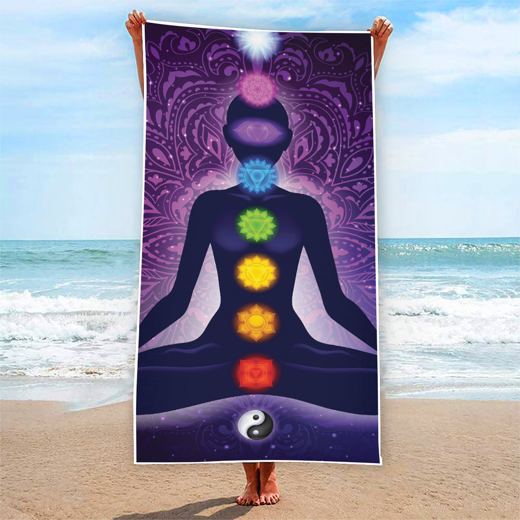 Seven Chakras Mandala Print Beach Towel