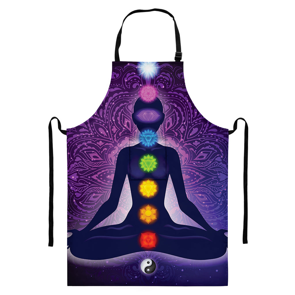 Seven Chakras Mandala Print Bib Apron With Pocket
