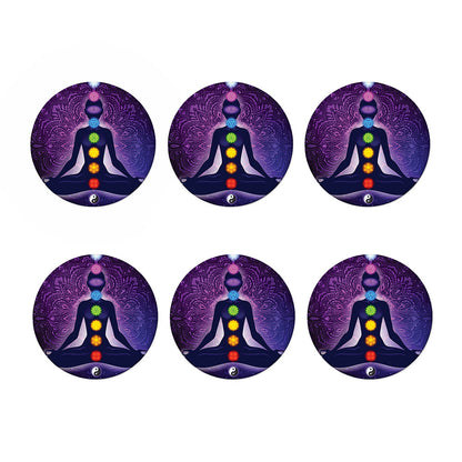 Seven Chakras Mandala Print Coaster Set