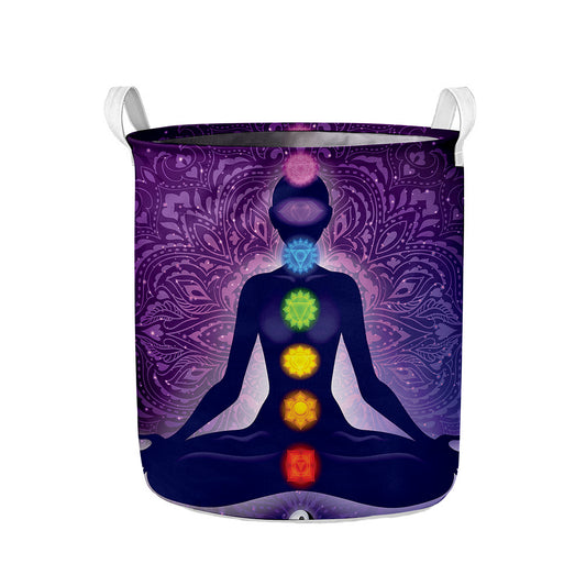 Seven Chakras Mandala Print Collapsible Laundry Basket