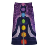 Seven Chakras Mandala Print Cotton Front Slit Maxi Skirt