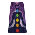 Seven Chakras Mandala Print Cotton Front Slit Maxi Skirt