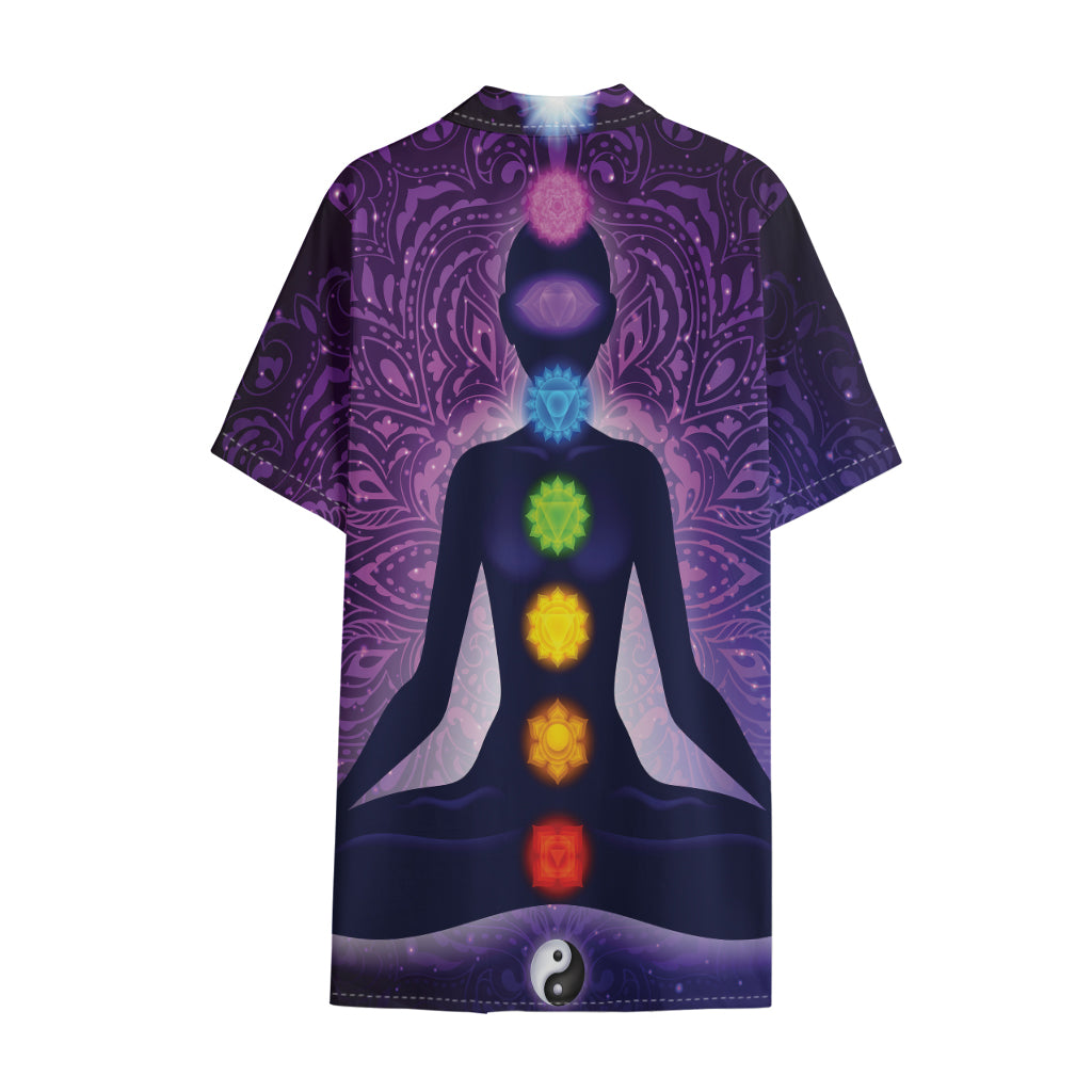 Seven Chakras Mandala Print Cotton Hawaiian Shirt