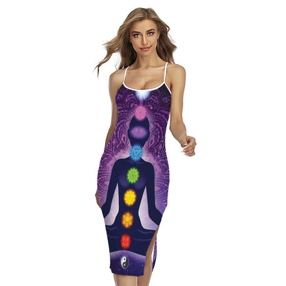 Seven Chakras Mandala Print Cross Back Cami Dress