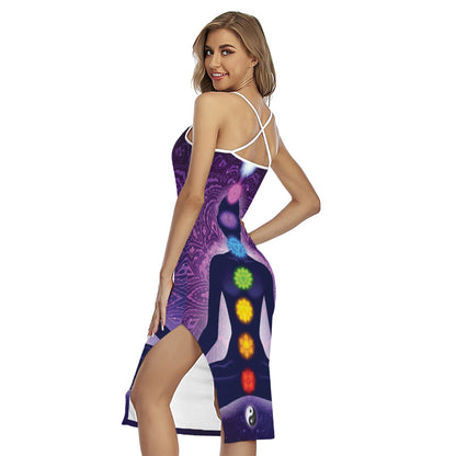 Seven Chakras Mandala Print Cross Back Cami Dress