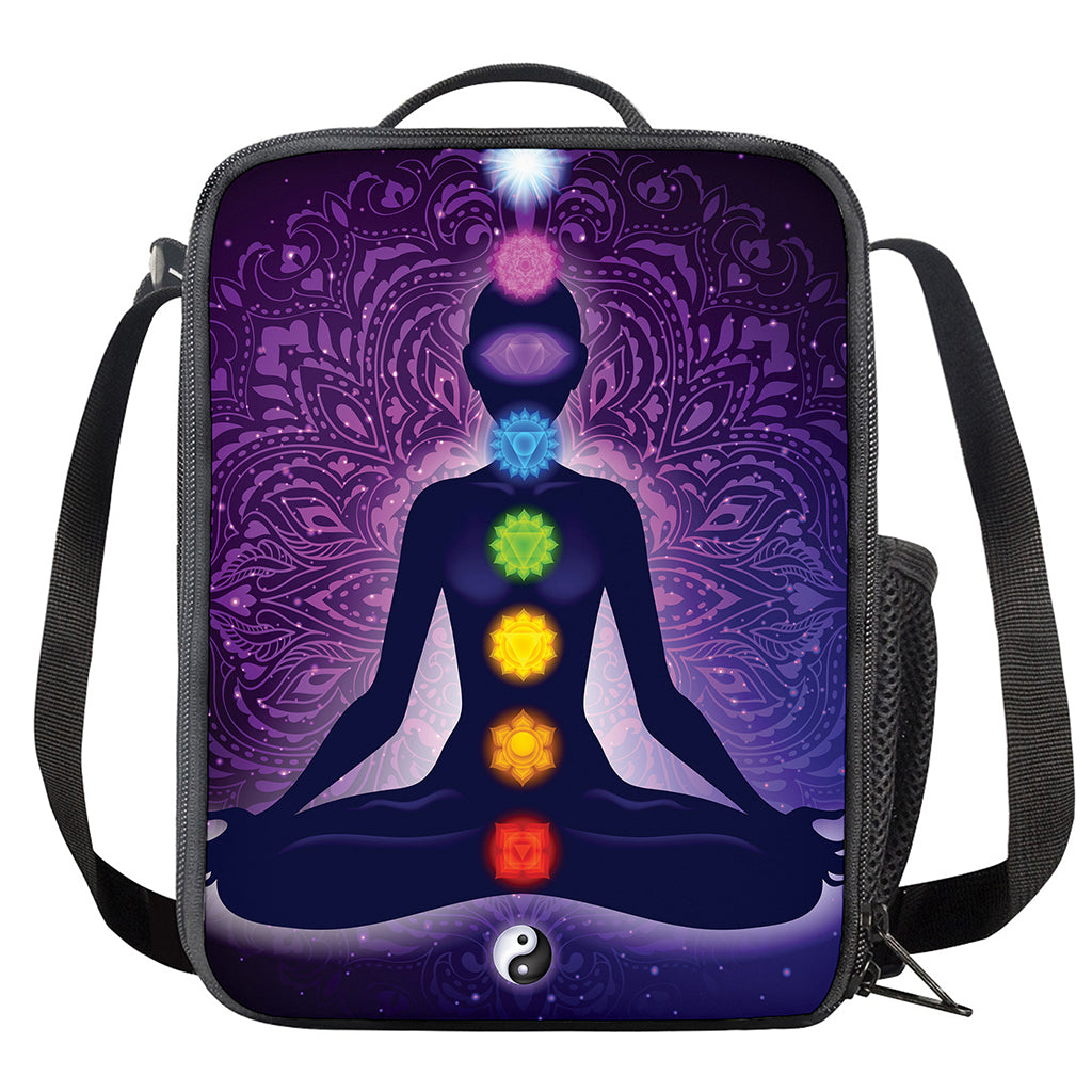 Seven Chakras Mandala Print Crossbody Lunch Bag