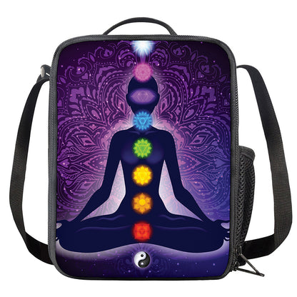 Seven Chakras Mandala Print Crossbody Lunch Bag