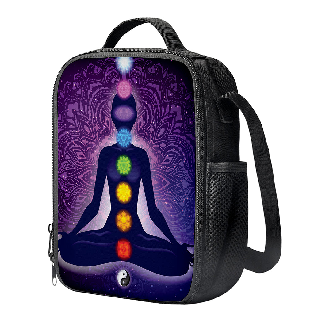 Seven Chakras Mandala Print Crossbody Lunch Bag